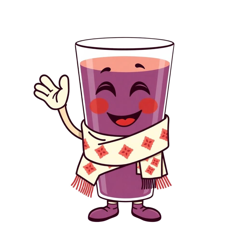 KB Street Chai mascot   a cheerful glass of chai wearing a gamosa